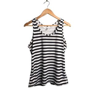 Gap | Sleeveless black and white striped athletic top •